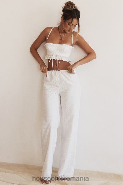 îmbrăcăminte House of CB pantaloni frankie albi din broderie englezească X4F68859