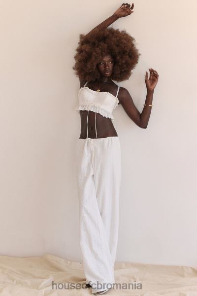 îmbrăcăminte House of CB pantaloni frankie albi din broderie englezească X4F68859