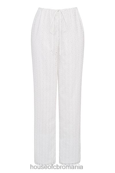 îmbrăcăminte House of CB pantaloni frankie albi din broderie englezească X4F68859