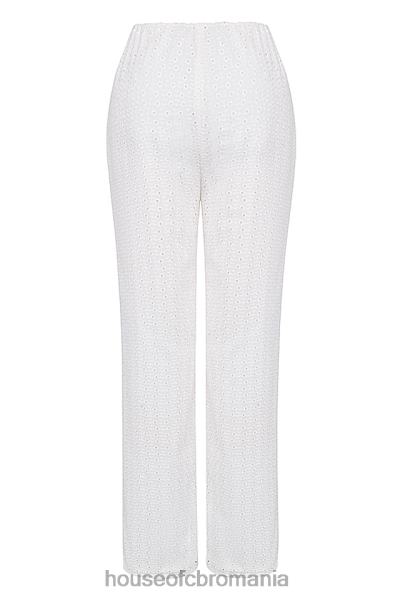 îmbrăcăminte House of CB pantaloni frankie albi din broderie englezească X4F68859
