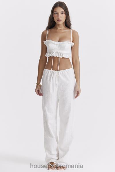 îmbrăcăminte House of CB pantaloni frankie albi din broderie englezească X4F68859