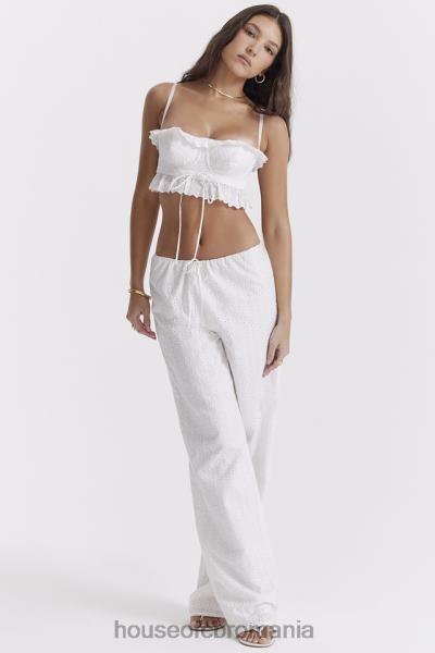 îmbrăcăminte House of CB pantaloni frankie albi din broderie englezească X4F68859