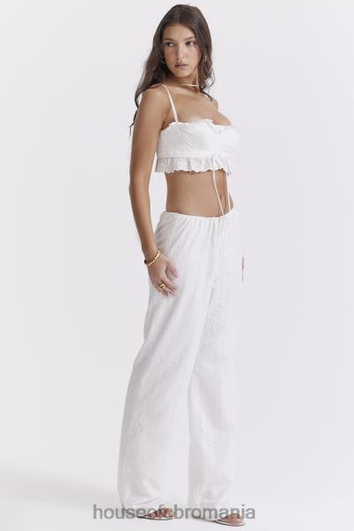 îmbrăcăminte House of CB pantaloni frankie albi din broderie englezească X4F68859