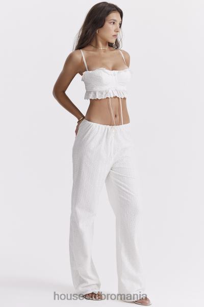 îmbrăcăminte House of CB pantaloni frankie albi din broderie englezească X4F68859