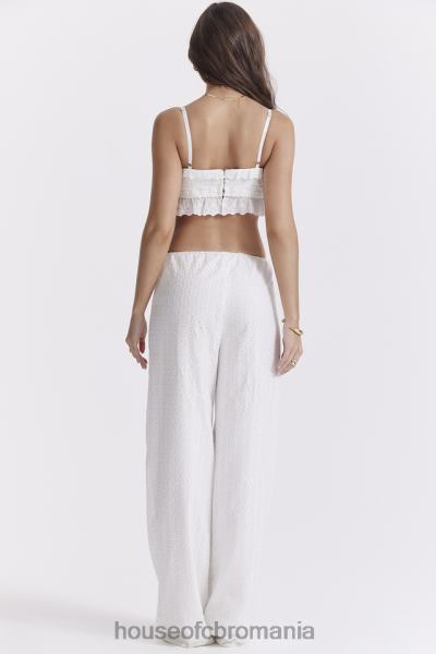 îmbrăcăminte House of CB pantaloni frankie albi din broderie englezească X4F68859