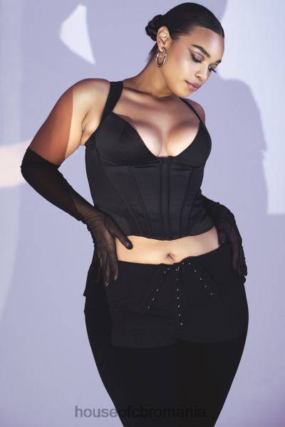 îmbrăcăminte House of CB pantaloni negri ava pliați în față X4F68956