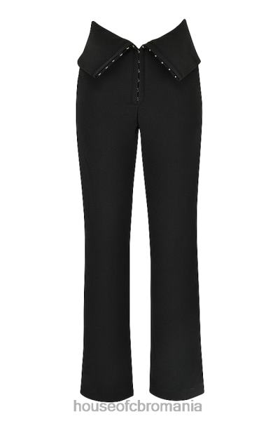îmbrăcăminte House of CB pantaloni negri ava pliați în față X4F68956