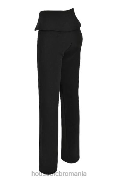 îmbrăcăminte House of CB pantaloni negri ava pliați în față X4F68956