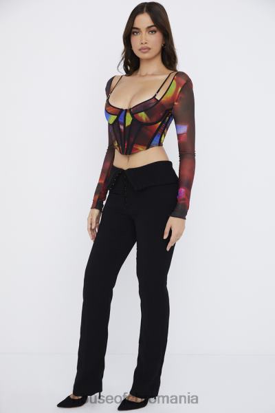 îmbrăcăminte House of CB pantaloni negri ava pliați în față X4F68956