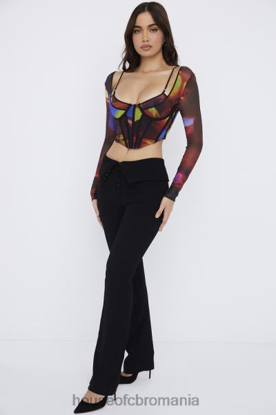 îmbrăcăminte House of CB pantaloni negri ava pliați în față X4F68956