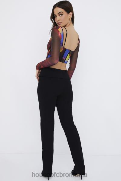 îmbrăcăminte House of CB pantaloni negri ava pliați în față X4F68956
