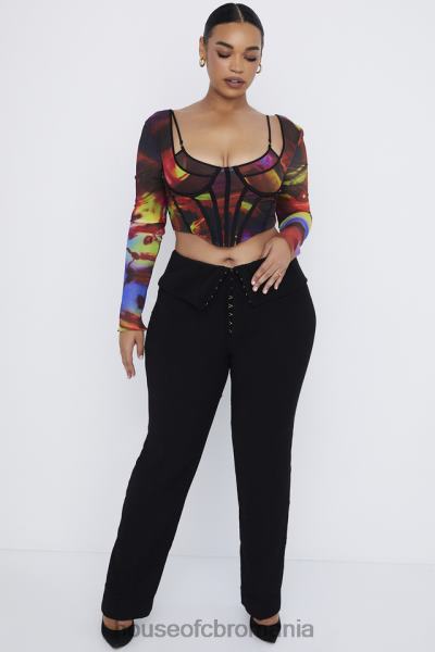 îmbrăcăminte House of CB pantaloni negri ava pliați în față X4F68956