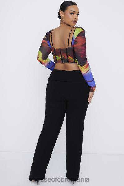 îmbrăcăminte House of CB pantaloni negri ava pliați în față X4F68956
