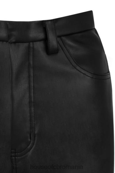 îmbrăcăminte House of CB pantaloni negri din piele vegană stretch inaya X4F681023