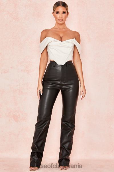 îmbrăcăminte House of CB pantaloni negri din piele vegană stretch inaya X4F681023