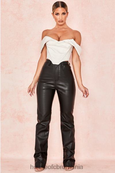 îmbrăcăminte House of CB pantaloni negri din piele vegană stretch inaya X4F681023