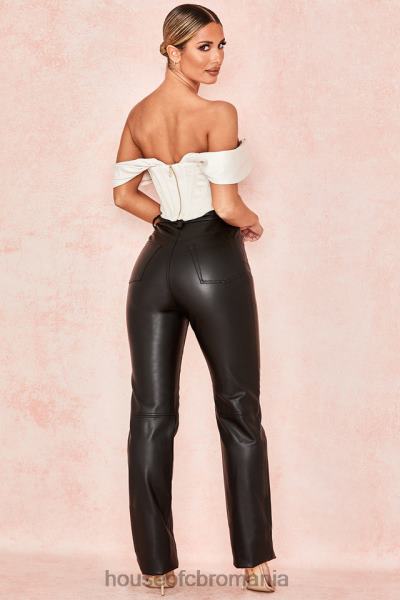 îmbrăcăminte House of CB pantaloni negri din piele vegană stretch inaya X4F681023
