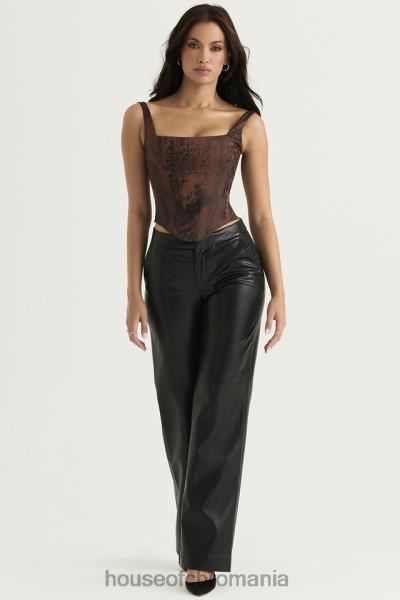 îmbrăcăminte House of CB pantaloni negri din piele vegana omaira X4F68894
