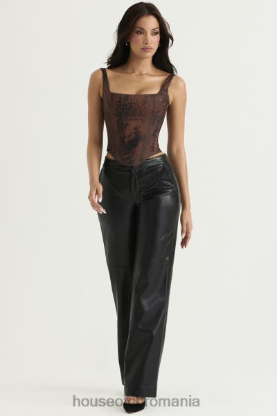 îmbrăcăminte House of CB pantaloni negri din piele vegana omaira X4F68894
