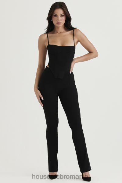 îmbrăcăminte House of CB pantaloni negri laur cu talie înaltă X4F68897