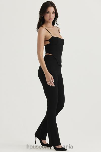 îmbrăcăminte House of CB pantaloni negri laur cu talie înaltă X4F68897