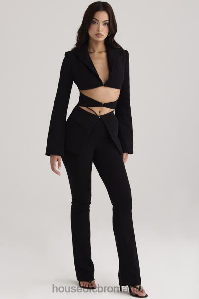 îmbrăcăminte House of CB pantaloni negri layla cu fața în V X4F68928