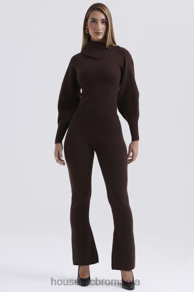 îmbrăcăminte House of CB pantaloni nereida din amestec de cașmir ciocolată X4F68827