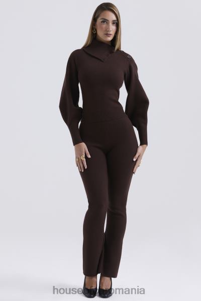 îmbrăcăminte House of CB pantaloni nereida din amestec de cașmir ciocolată X4F68827