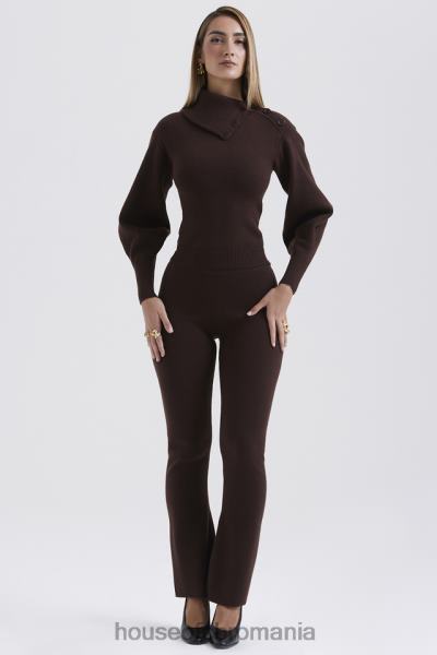 îmbrăcăminte House of CB pantaloni nereida din amestec de cașmir ciocolată X4F68827