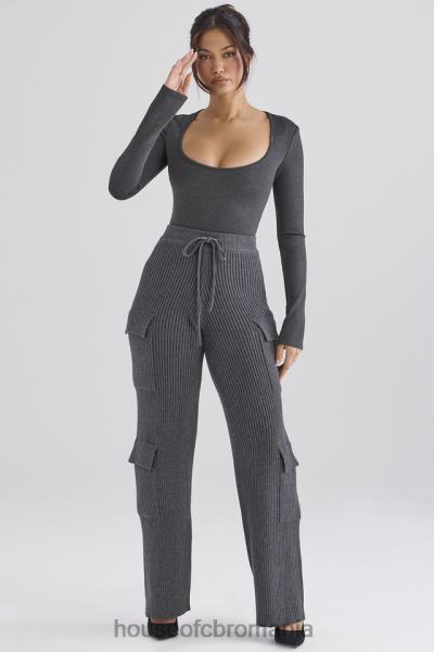 îmbrăcăminte House of CB pantaloni utili tricotați cărbune de ceai X4F68878