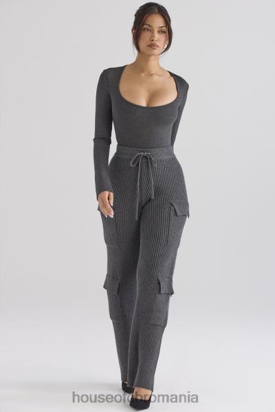 îmbrăcăminte House of CB pantaloni utili tricotați cărbune de ceai X4F68878
