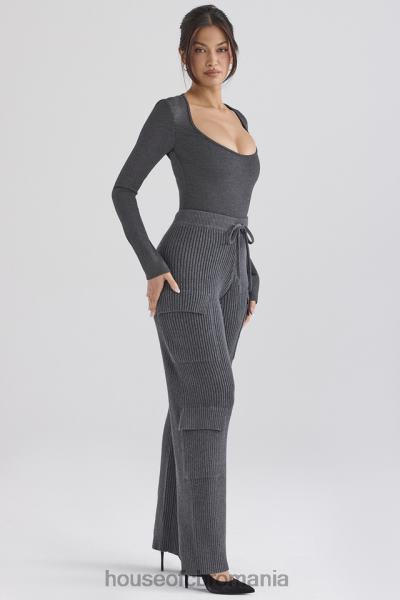 îmbrăcăminte House of CB pantaloni utili tricotați cărbune de ceai X4F68878