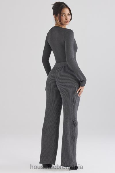 îmbrăcăminte House of CB pantaloni utili tricotați cărbune de ceai X4F68878