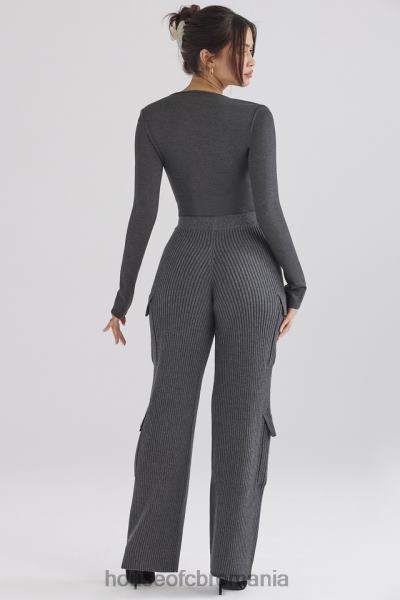 îmbrăcăminte House of CB pantaloni utili tricotați cărbune de ceai X4F68878