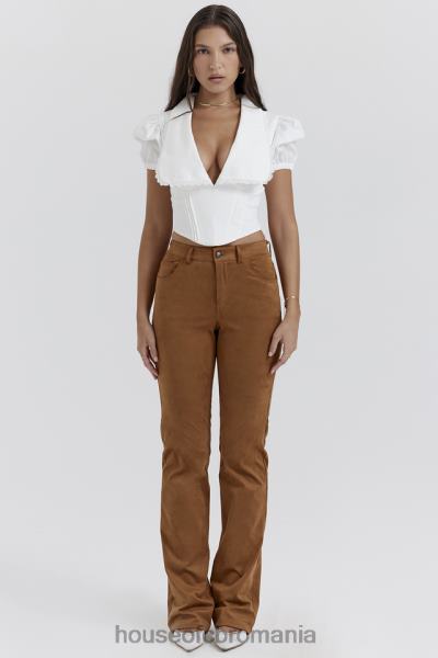 îmbrăcăminte House of CB pantaloni vegani din piele intoarsa apollo tan X4F68849