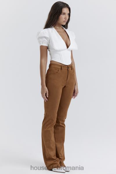 îmbrăcăminte House of CB pantaloni vegani din piele intoarsa apollo tan X4F68849