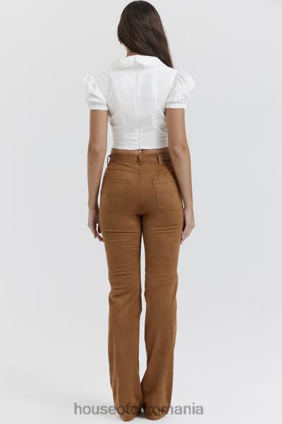 îmbrăcăminte House of CB pantaloni vegani din piele intoarsa apollo tan X4F68849