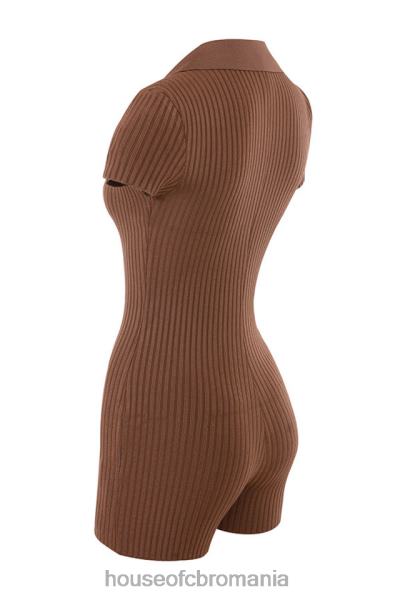 îmbrăcăminte House of CB costum bandaj cu nervuri ciocolata lina X4F68965