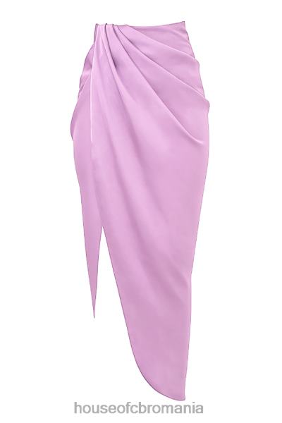 îmbrăcăminte House of CB Constance liliac fustă drapată din satin mătăsos X4F68963