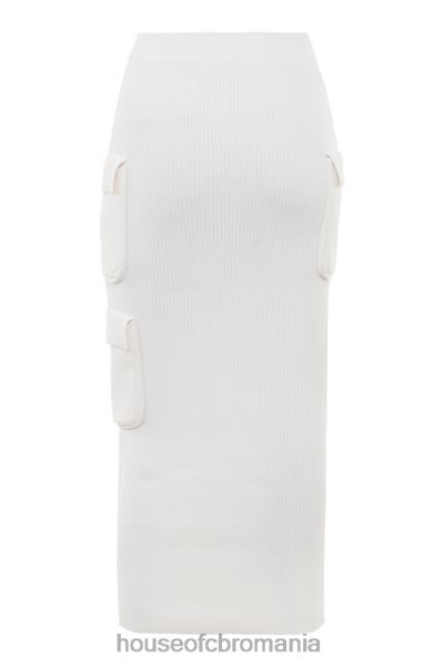 îmbrăcăminte House of CB fustă cargo din tricot alb cu nervuri maeve X4F68830