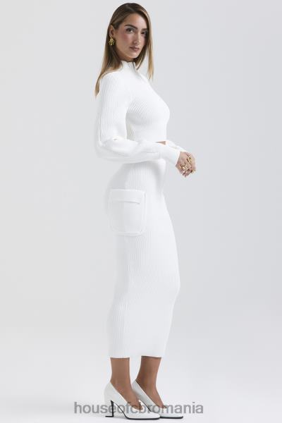 îmbrăcăminte House of CB fustă cargo din tricot alb cu nervuri maeve X4F68830