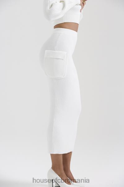 îmbrăcăminte House of CB fustă cargo din tricot alb cu nervuri maeve X4F68830