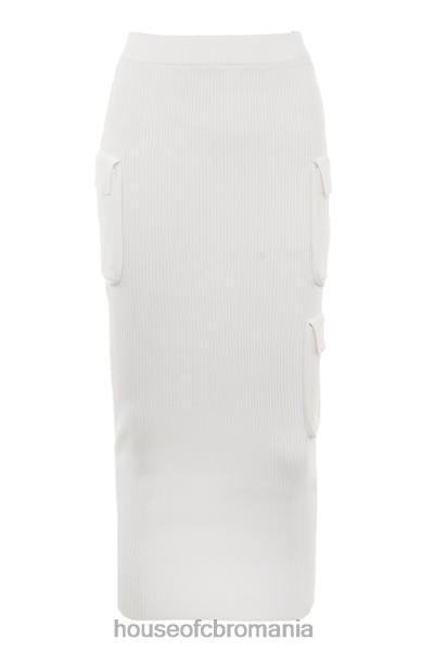 îmbrăcăminte House of CB fustă cargo din tricot alb cu nervuri maeve X4F68830
