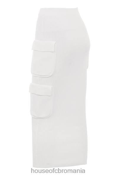 îmbrăcăminte House of CB fustă cargo din tricot alb cu nervuri maeve X4F68830