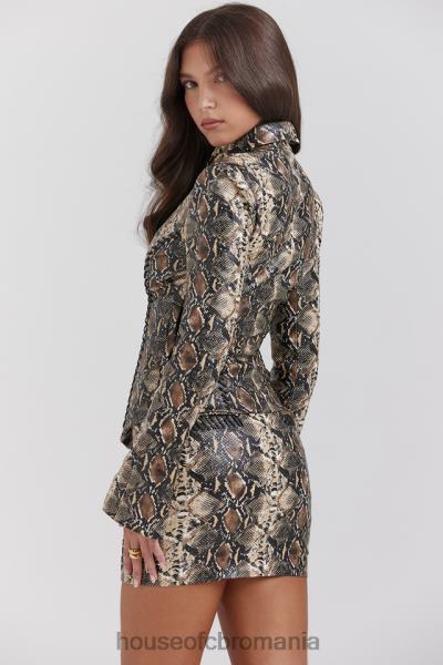 îmbrăcăminte House of CB fusta din piele vegana cu imprimeu sarpe lena X4F68836
