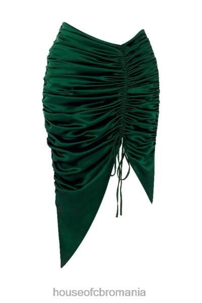îmbrăcăminte House of CB petronella fustă adunată din satin verde smarald X4F68983