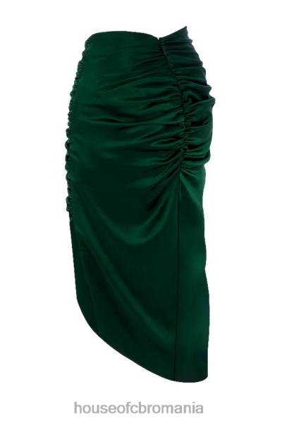 îmbrăcăminte House of CB petronella fustă adunată din satin verde smarald X4F68983