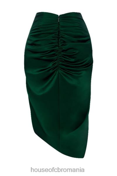 îmbrăcăminte House of CB petronella fustă adunată din satin verde smarald X4F68983
