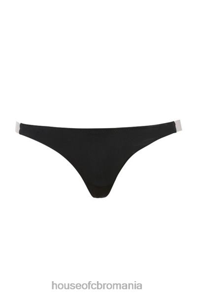 îmbrăcăminte House of CB tanga soluție cu curele laterale transparentă - negru X4F681300