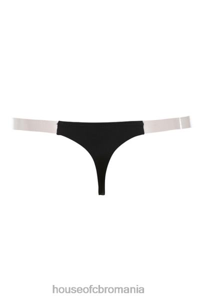 îmbrăcăminte House of CB tanga soluție cu curele laterale transparentă - negru X4F681300